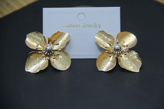 Luxe Golden Flower Statement Earrings